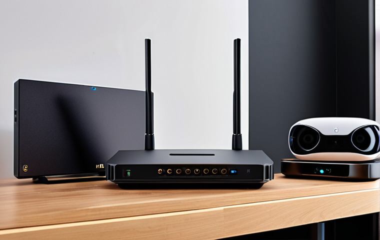 A home Wi-Fi 6E router setup, showcasing fast 4K streaming and VR gaming with multiple devices connected seamlessly.