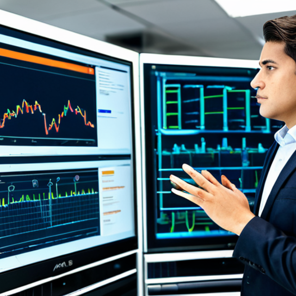 A professional network administrator, wearing a modest business suit, standing confidently in a bright, modern IT office environment. The administrator is engaging with multiple large computer screens, one showing complex network diagrams and data flow, another displaying cloud service dashboards (AWS/Azure style), and a third with lines of Python automation code. The background features elements of a clean data center or server racks, subtly blurred to highlight the subject. The image conveys high-tech expertise and proactive network management. The subject has perfect anatomy, correct proportions, natural pose, well-formed hands, and proper finger count. This image is safe for work, appropriate content, fully clothed, and professional dress. High-quality photography, realistic, crisp focus.