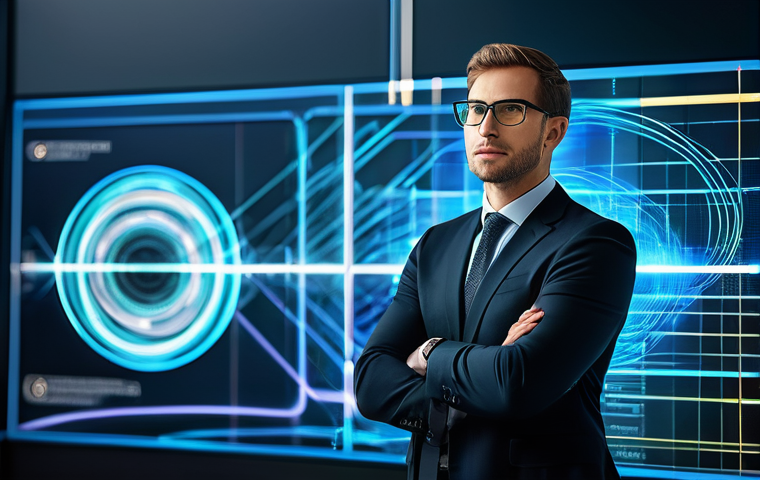 SD WAN 개념과 활용 - **Prompt:** A sleek, modern control center with a central holographic display showing a vibrant, int...